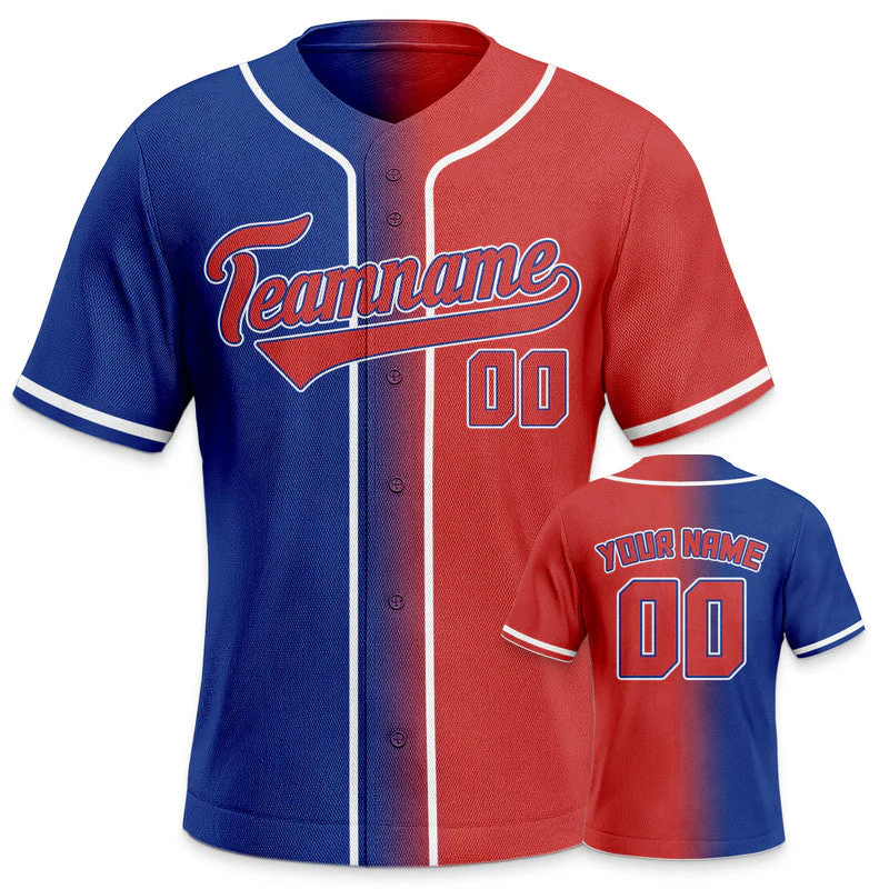 Custom Red Royal-White Authentic Split Fashion Baseball Jersey-1